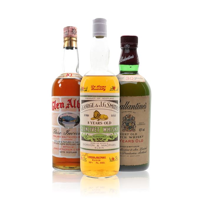Ballantine's 30 Years Old, Glen Albyn 10 Years Old, Smith's Glenlivet 8 Years Old, 1970s