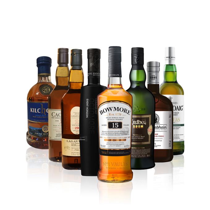 Ardbeg Drum; Bowmore 15 Years Old, Fèis Ìle 2019; Bunnahabhain 2001 Sauternes Cask Finish, Fèis Ìle 2019; Caol Ila 22 Years Old, Fèis Ìle 2019; Kilchoman, Fèis Ìle 2019; Lagavulin 19 Years Old, Fèis Ìle 2019; Laphroaig Cairdeas, Fèis Ìle 2019; Octomore Event Horizon, Fèis Ìle 2019