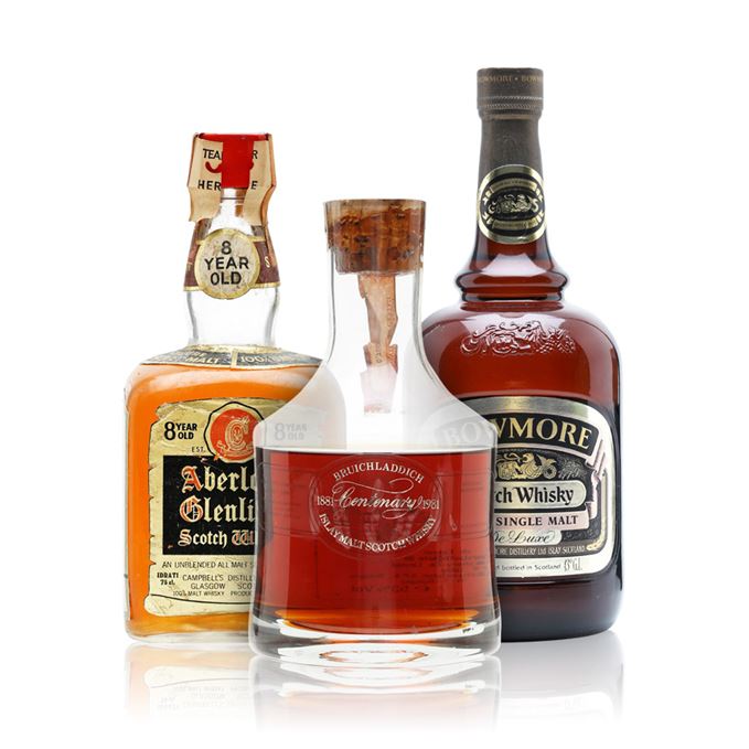 Old and rare whisky reviews including Aberlour-Glenlivet 8 Years Old, Bowmore Deluxe and Bruichladdich Centenary