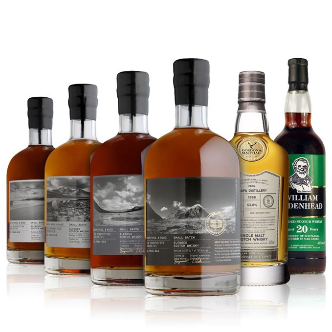 Berry Bros & Rudd Perspective Series 21-year-old, 25-year-old, 35-year-old, 40-year-old, William Cadenhead 20 Years Old, Scapa 30 Years Old, 1988 Connoisseur's Choice, G&M