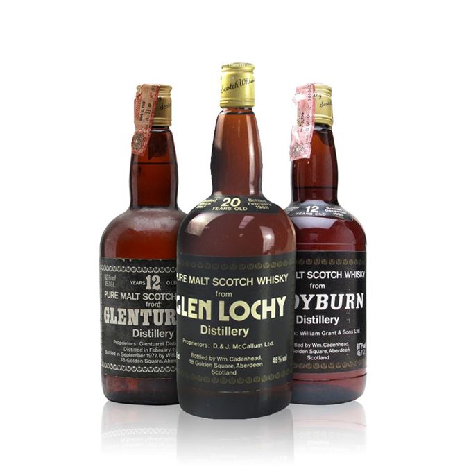 Glenlochy 20, Glenturret 12, Ladyburn 12 Cadenhead Dumpies